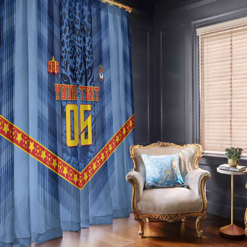 Custom DR Congo Football Window Curtain Leopard Jaguar Tribal Pattern With Flags