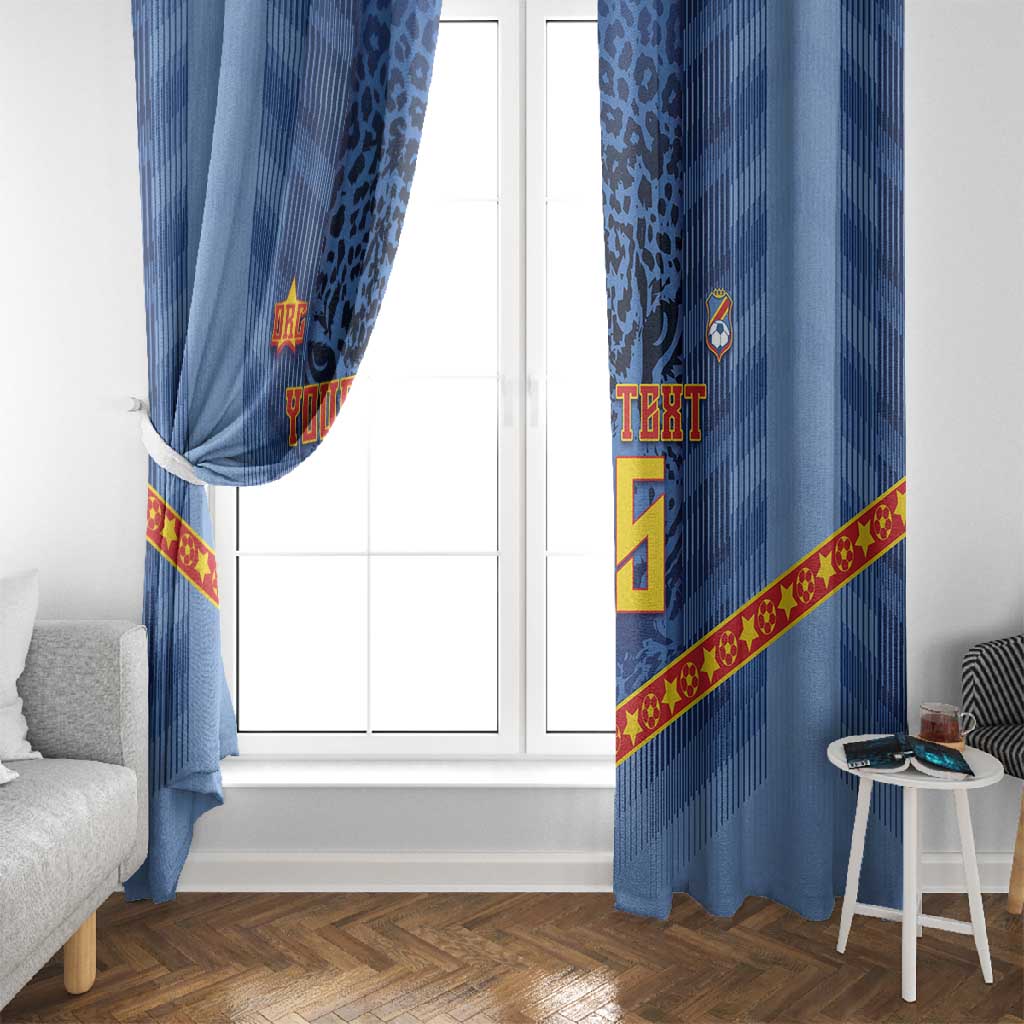Custom DR Congo Football Window Curtain Leopard Jaguar Tribal Pattern With Flags
