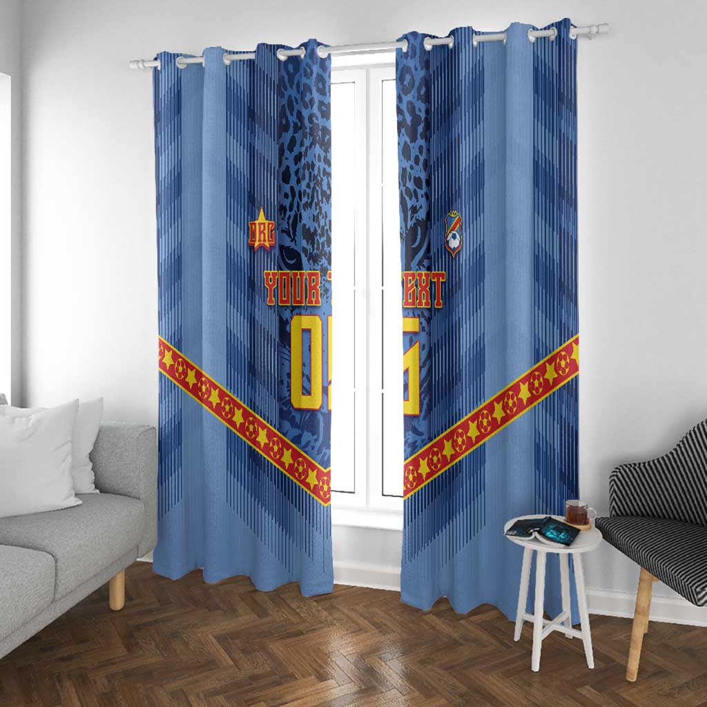 Custom DR Congo Football Window Curtain Leopard Jaguar Tribal Pattern With Flags