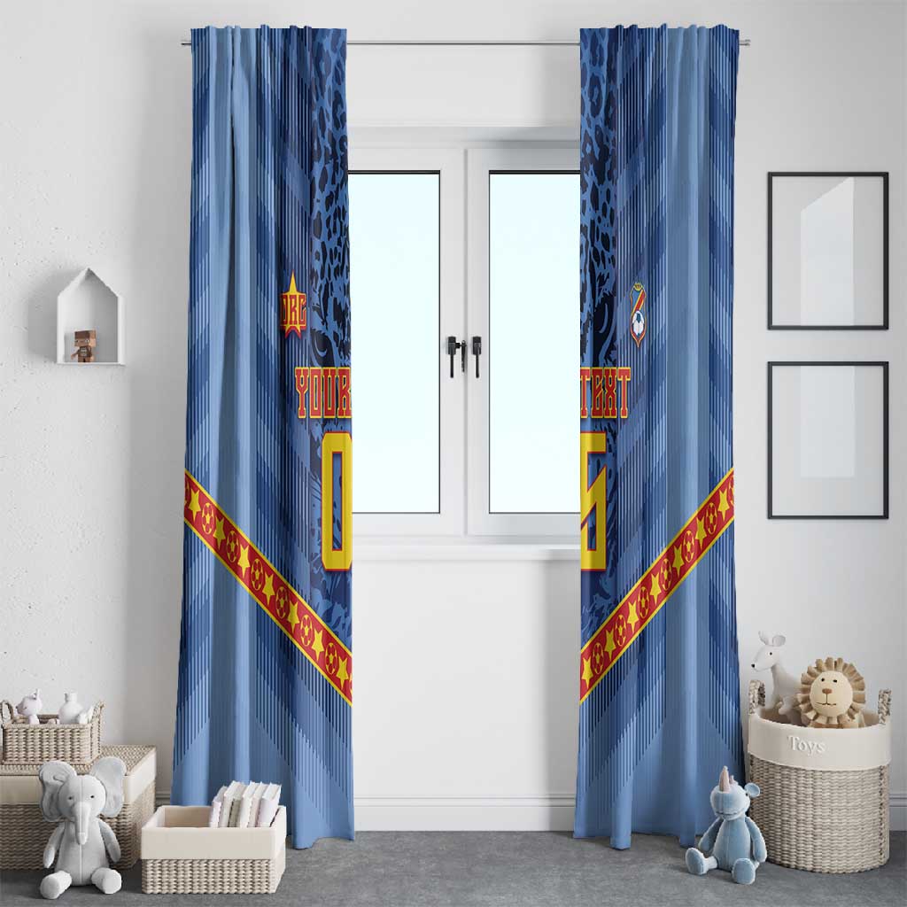 Custom DR Congo Football Window Curtain Leopard Jaguar Tribal Pattern With Flags