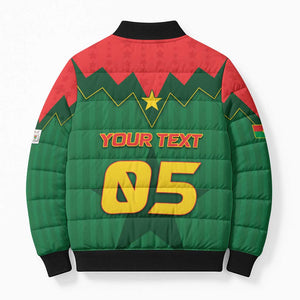 Custom Football Burkina Faso Bomber Puffer Jacket Rising Star And Horse Sport Style - African Pride