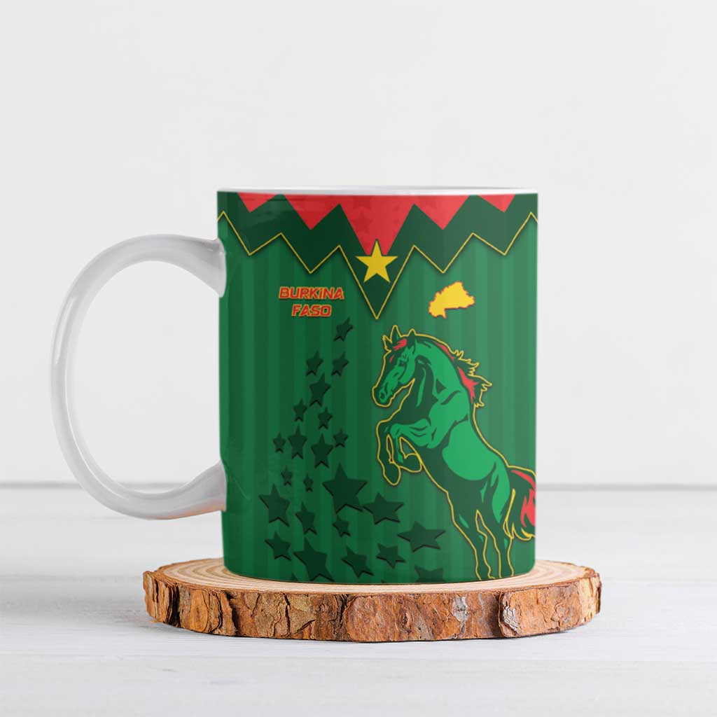 Custom Football Burkina Faso Ceramic Mug Rising Star And Horse Sport Style - African Pride