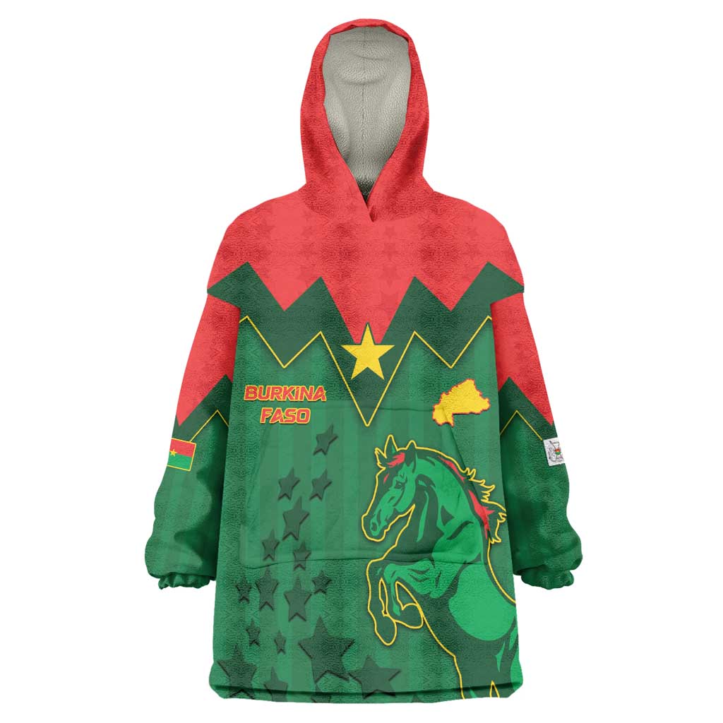 Custom Football Burkina Faso Kid Wearable Blanket Hoodie Rising Star And Horse Sport Style - African Pride