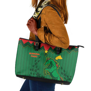 Football Burkina Faso Leather Tote Bag Rising Star And Horse Sport Style - African Pride