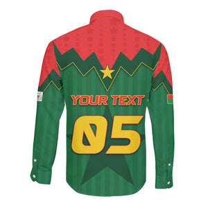 Custom Football Burkina Faso Long Sleeve Button Shirt Rising Star And Horse Sport Style - African Pride