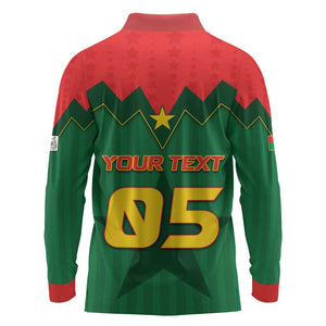 Custom Football Burkina Faso Long Sleeve Polo Shirt Rising Star And Horse Sport Style - African Pride