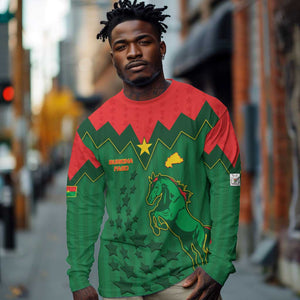 Custom Football Burkina Faso Long Sleeve Shirt Rising Star And Horse Sport Style - African Pride