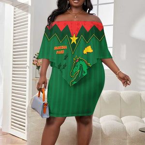Custom Football Burkina Faso Off Shoulder Short Dress Rising Star And Horse Sport Style - African Pride