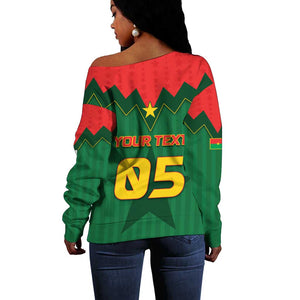 Custom Football Burkina Faso Off Shoulder Sweater Rising Star And Horse Sport Style - African Pride