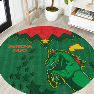 Football Burkina Faso Round Carpet Rising Star And Horse Sport Style - African Pride