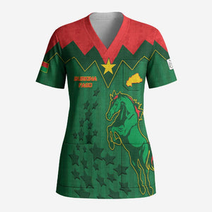 Custom Football Burkina Faso Scrub Top Rising Star And Horse Sport Style - African Pride
