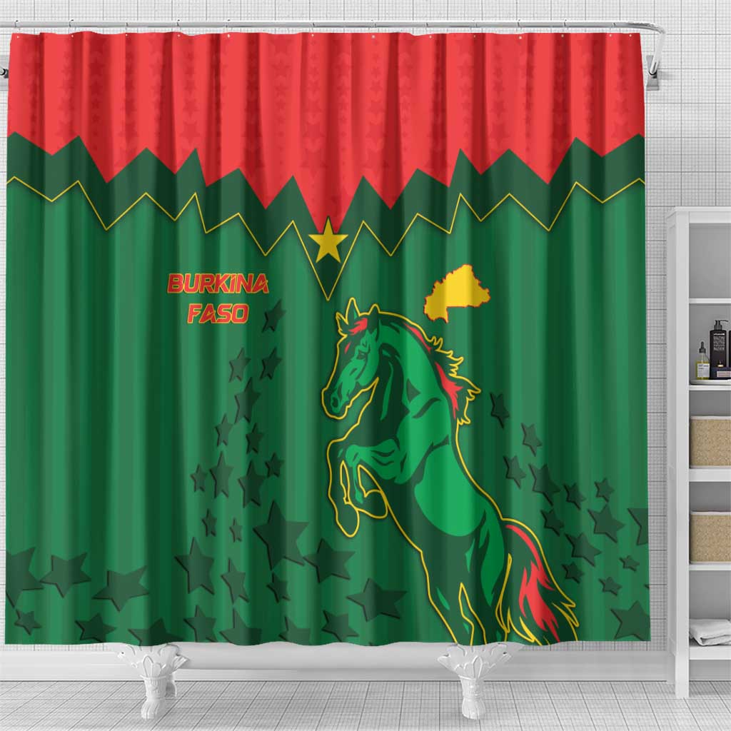 Football Burkina Faso Shower Curtain Rising Star And Horse Sport Style - African Pride