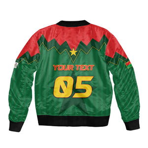 Custom Football Burkina Faso Sleeve Zip Bomber Jacket Rising Star And Horse Sport Style - African Pride
