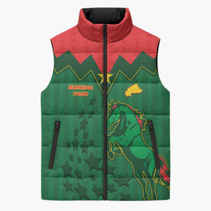 Custom Football Burkina Faso Sleeveless Puffer Jacket Rising Star And Horse Sport Style - African Pride