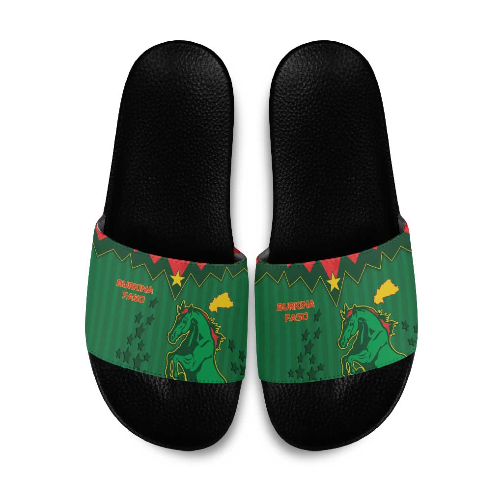 Football Burkina Faso Slide Sandals Rising Star And Horse Sport Style - African Pride