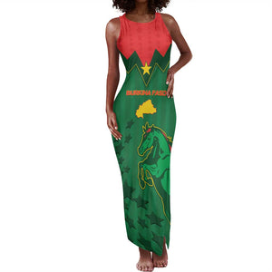 Custom Football Burkina Faso Tank Maxi Dress Rising Star And Horse Sport Style - African Pride