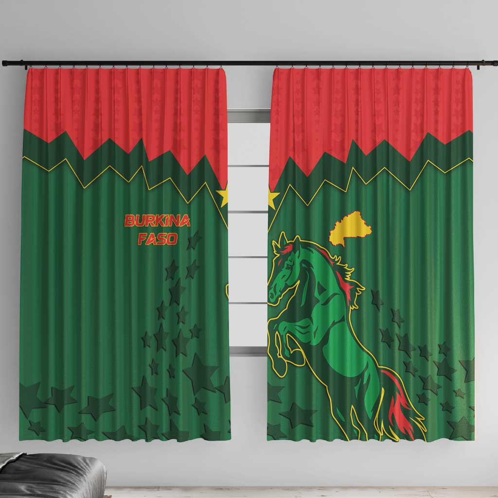 Football Burkina Faso Window Curtain Rising Star And Horse Sport Style - African Pride