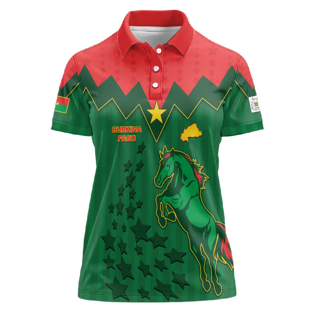 Custom Football Burkina Faso Women Polo Shirt Rising Star And Horse Sport Style - African Pride