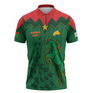 Custom Football Burkina Faso Zipper Polo Shirt Rising Star And Horse Sport Style - African Pride