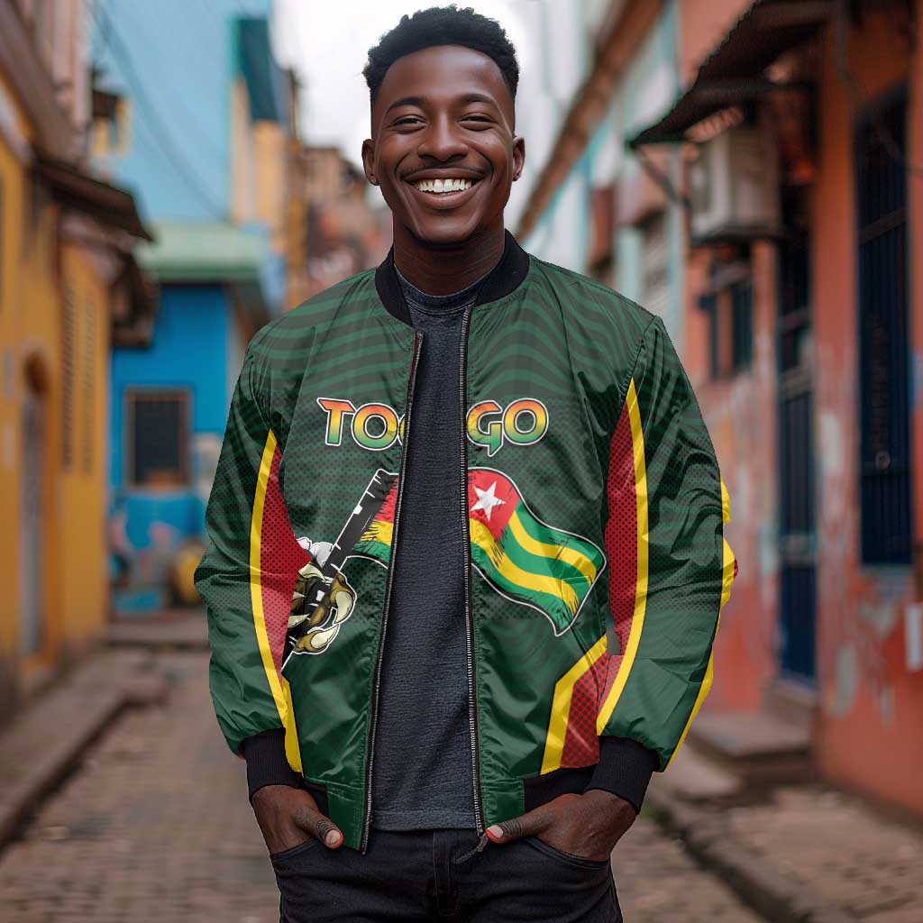 Personalized Togo Bomber Jacket Lion Claw Flag Sport Style - African Pride