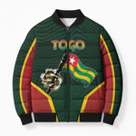Personalized Togo Bomber Puffer Jacket Lion Claw Flag Sport Style - African Pride