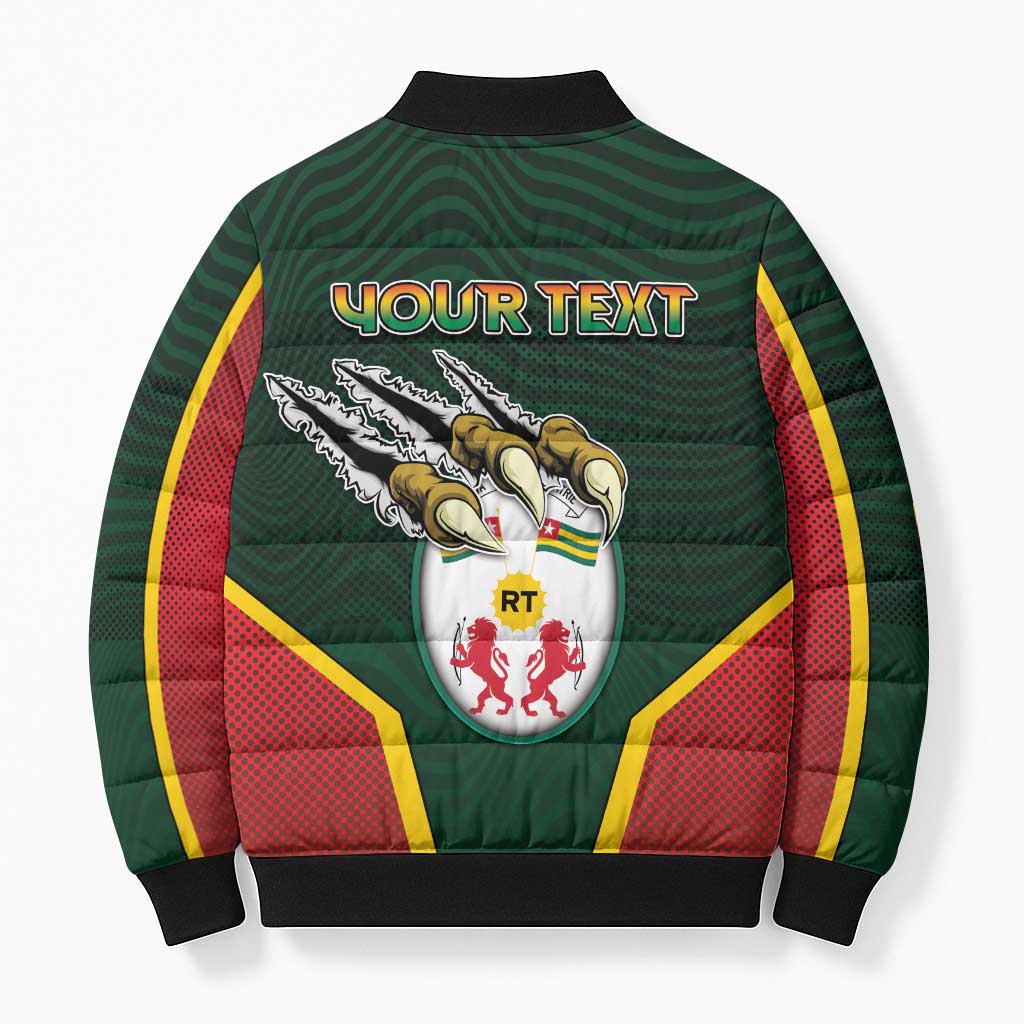 Personalized Togo Bomber Puffer Jacket Lion Claw Flag Sport Style - African Pride