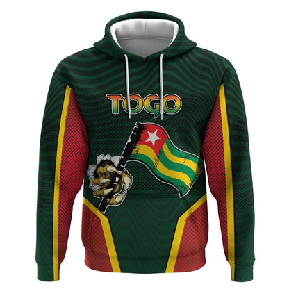 Personalized Togo Hoodie Lion Claw Flag Sport Style - African Pride