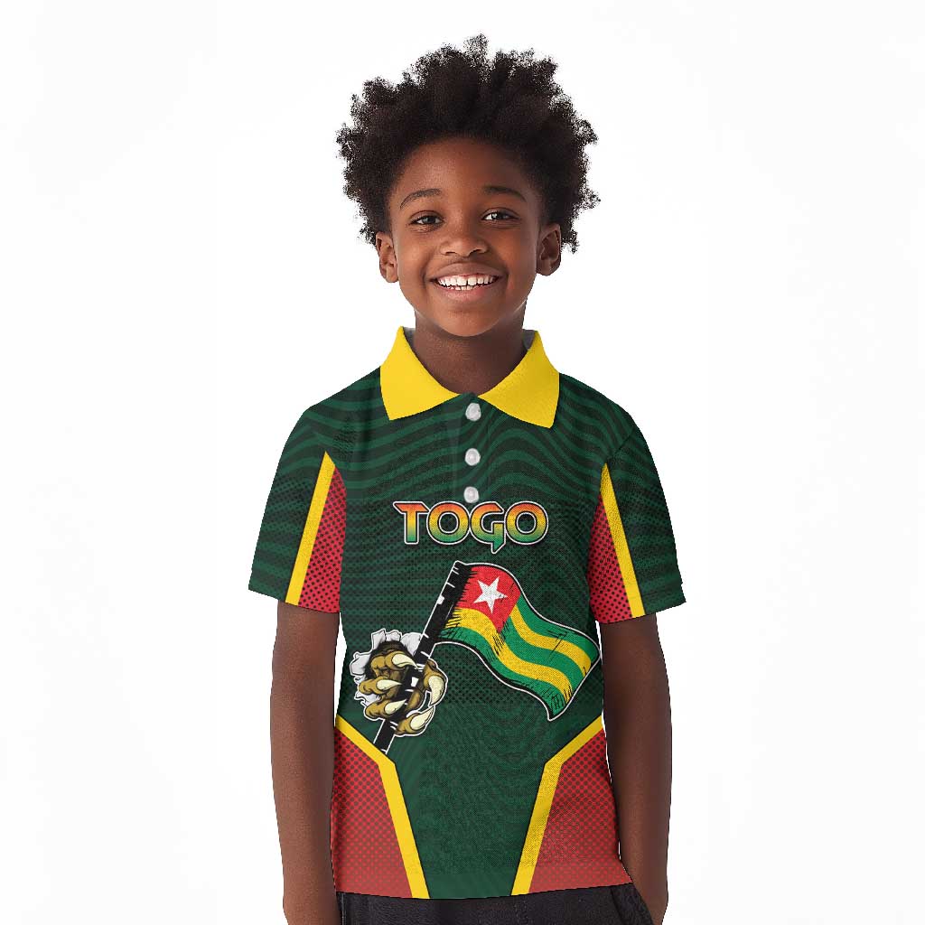 Personalized Togo Kid Polo Shirt Lion Claw Flag Sport Style - African Pride