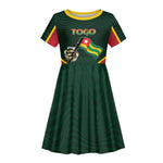 Personalized Togo Kid Short Sleeve Dress Lion Claw Flag Sport Style - African Pride