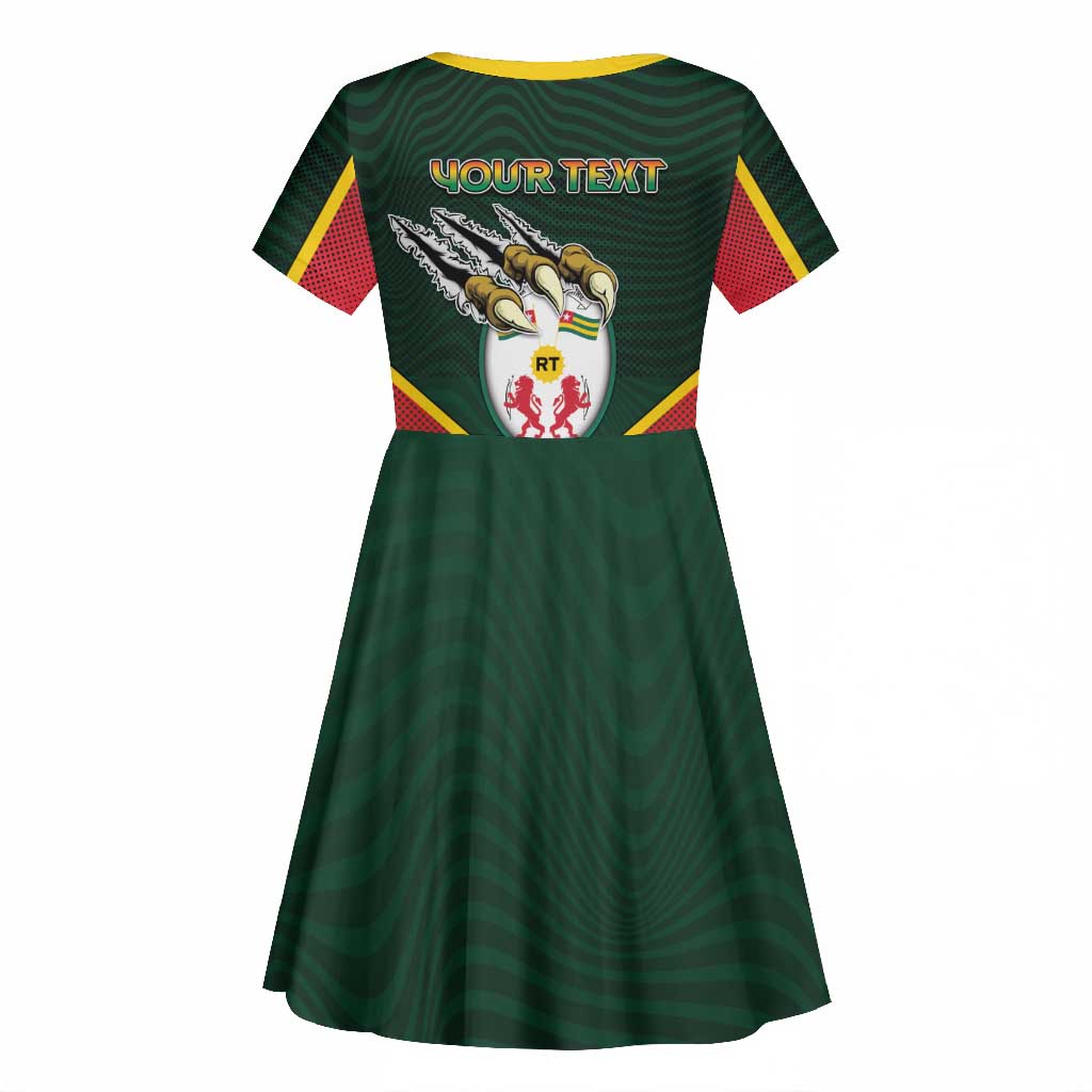 Personalized Togo Kid Short Sleeve Dress Lion Claw Flag Sport Style - African Pride