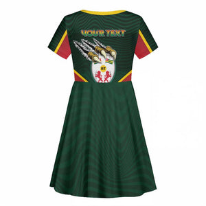 Personalized Togo Kid Short Sleeve Dress Lion Claw Flag Sport Style - African Pride