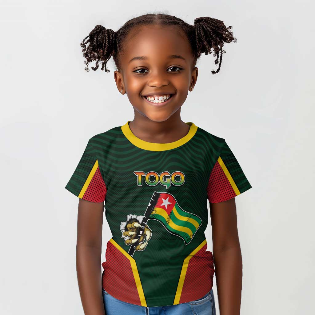 Personalized Togo Kid T shirt Lion Claw Flag Sport Style - African Pride