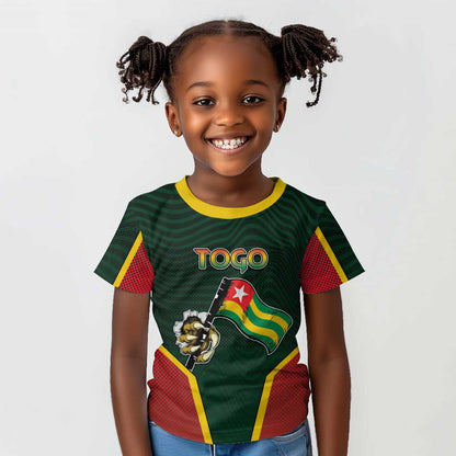 Personalized Togo Kid T shirt Lion Claw Flag Sport Style - African Pride