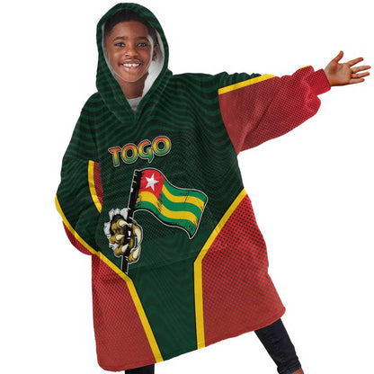 Personalized Togo Kid Wearable Blanket Hoodie Lion Claw Flag Sport Style - African Pride