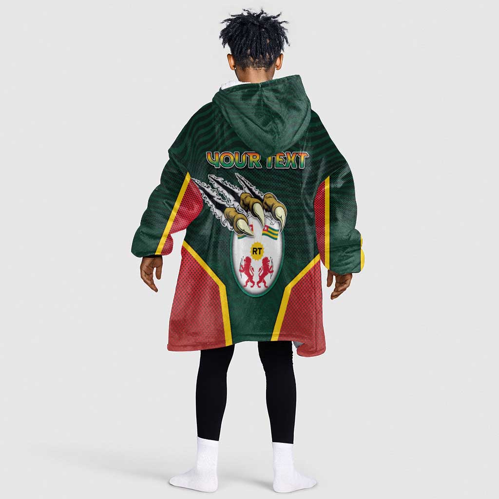Personalized Togo Kid Wearable Blanket Hoodie Lion Claw Flag Sport Style - African Pride