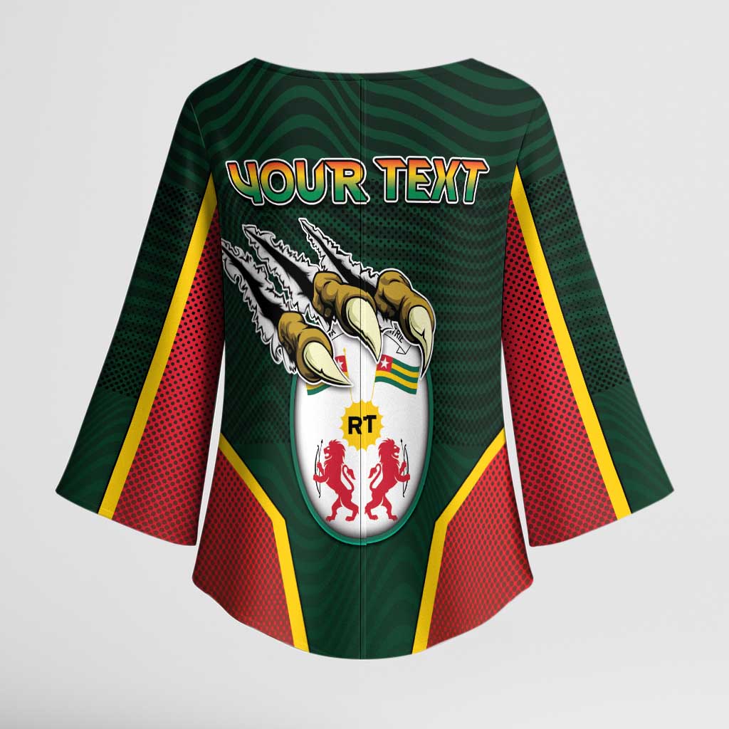 Personalized Togo Kimono Sleeve Blouse Lion Claw Flag Sport Style - African Pride