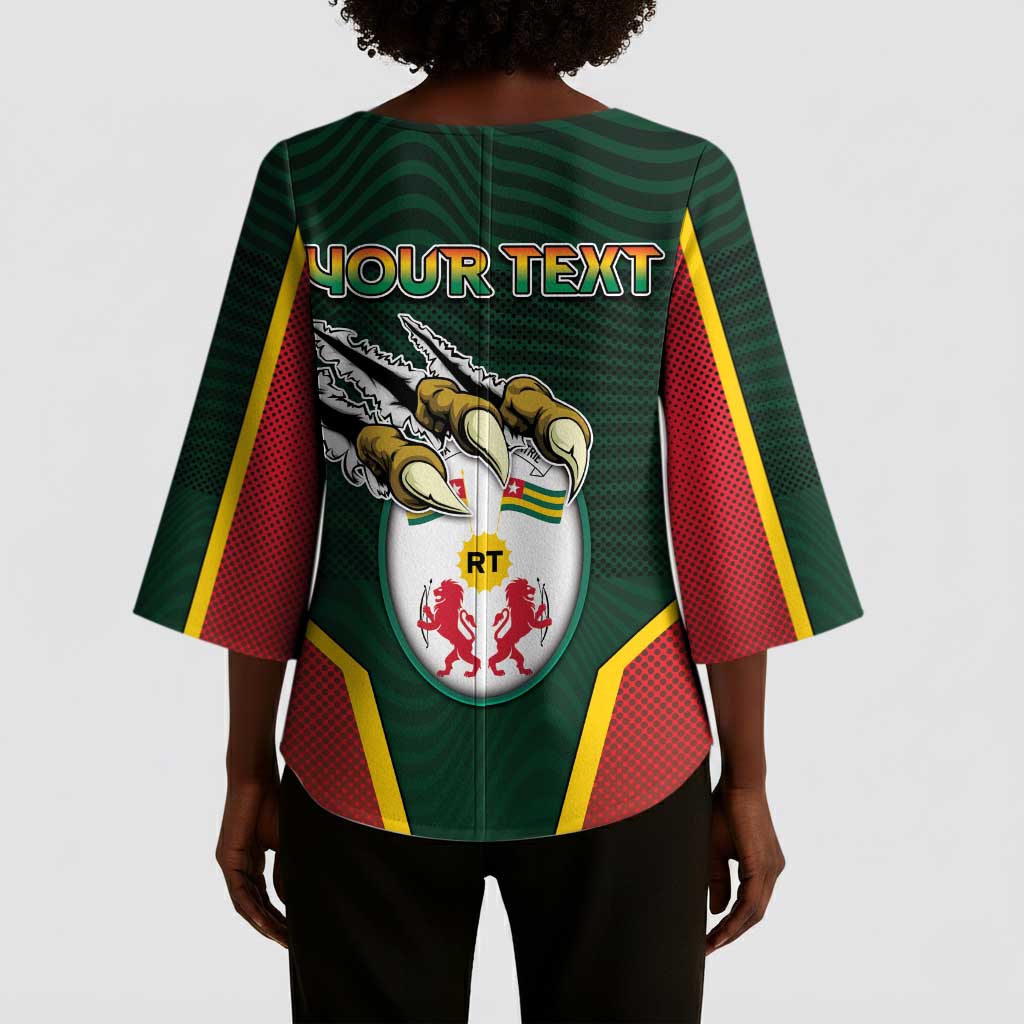 Personalized Togo Kimono Sleeve Blouse Lion Claw Flag Sport Style - African Pride