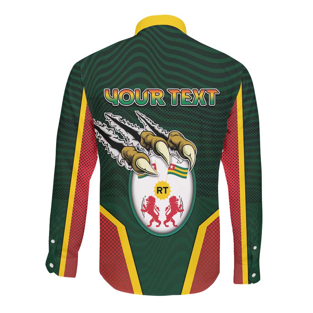 Personalized Togo Long Sleeve Button Shirt Lion Claw Flag Sport Style - African Pride