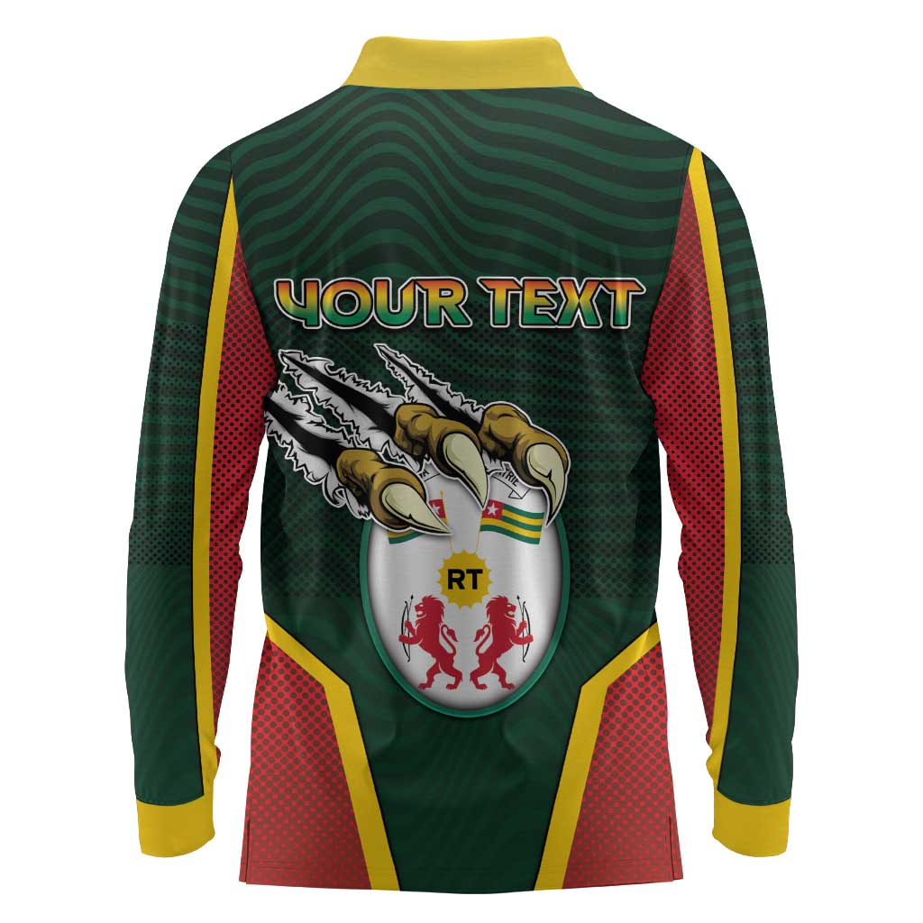 Personalized Togo Long Sleeve Polo Shirt Lion Claw Flag Sport Style - African Pride