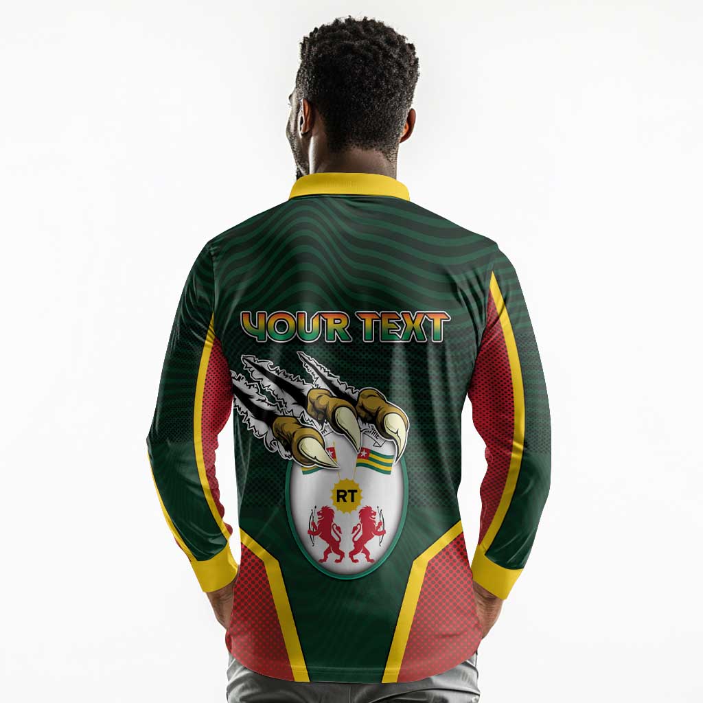 Personalized Togo Long Sleeve Polo Shirt Lion Claw Flag Sport Style - African Pride
