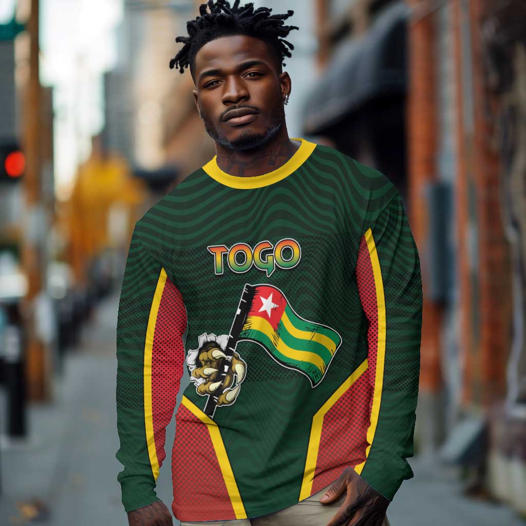 Personalized Togo Long Sleeve Shirt Lion Claw Flag Sport Style - African Pride