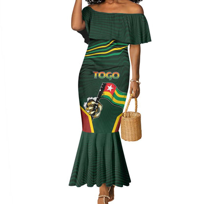 Personalized Togo Mermaid Dress Lion Claw Flag Sport Style - African Pride