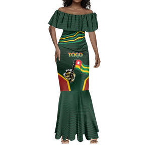 Personalized Togo Mermaid Dress Lion Claw Flag Sport Style - African Pride