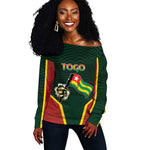 Personalized Togo Off Shoulder Sweater Lion Claw Flag Sport Style - African Pride