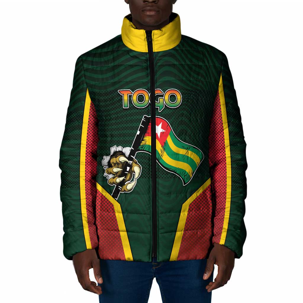 Personalized Togo Padded Jacket Lion Claw Flag Sport Style - African Pride