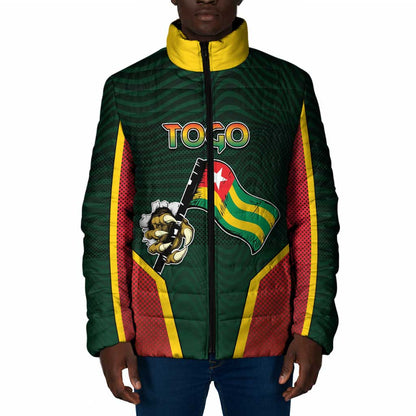Personalized Togo Padded Jacket Lion Claw Flag Sport Style - African Pride
