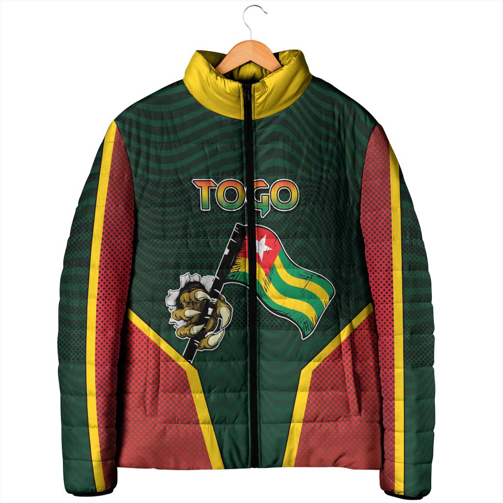 Personalized Togo Padded Jacket Lion Claw Flag Sport Style - African Pride