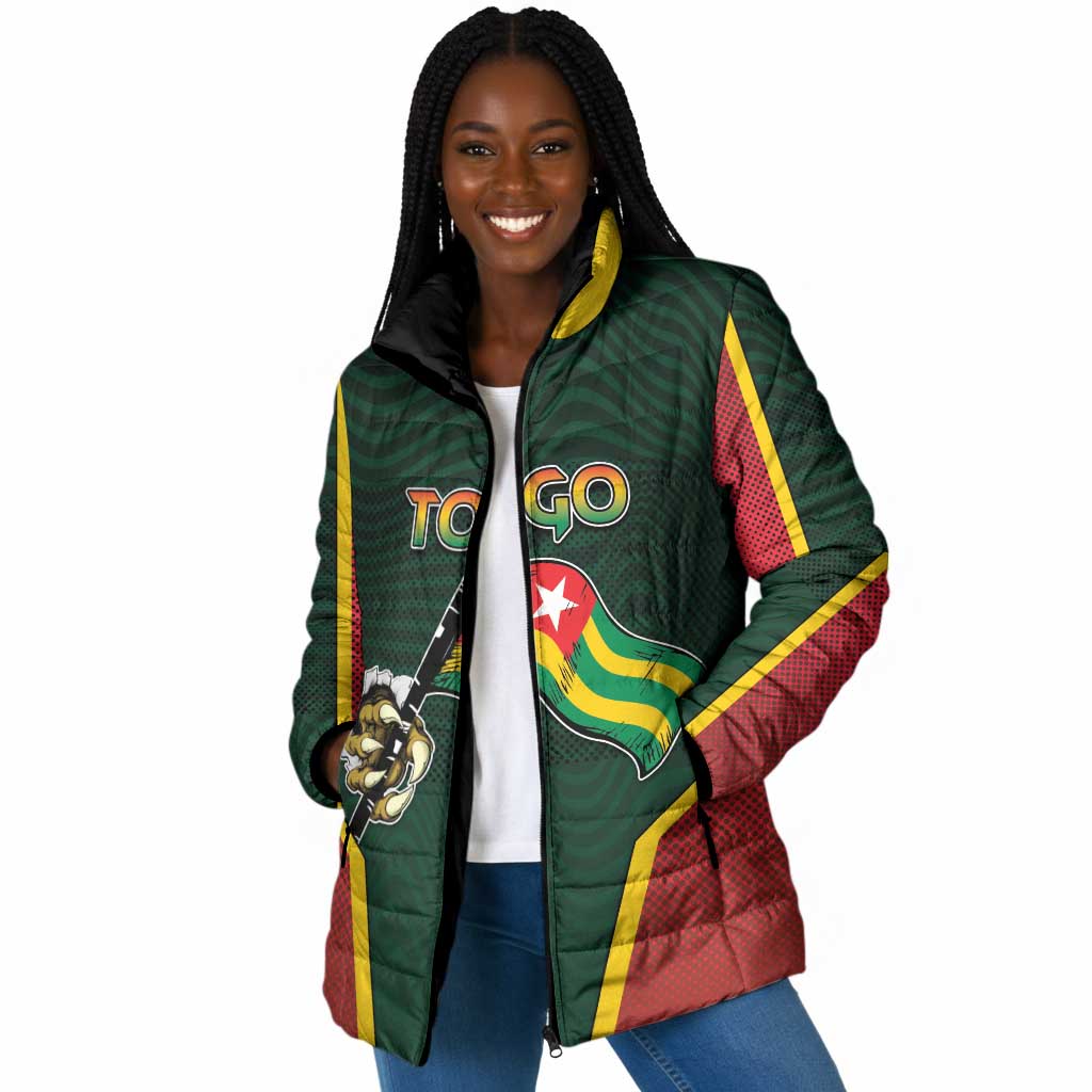 Personalized Togo Padded Jacket Lion Claw Flag Sport Style - African Pride