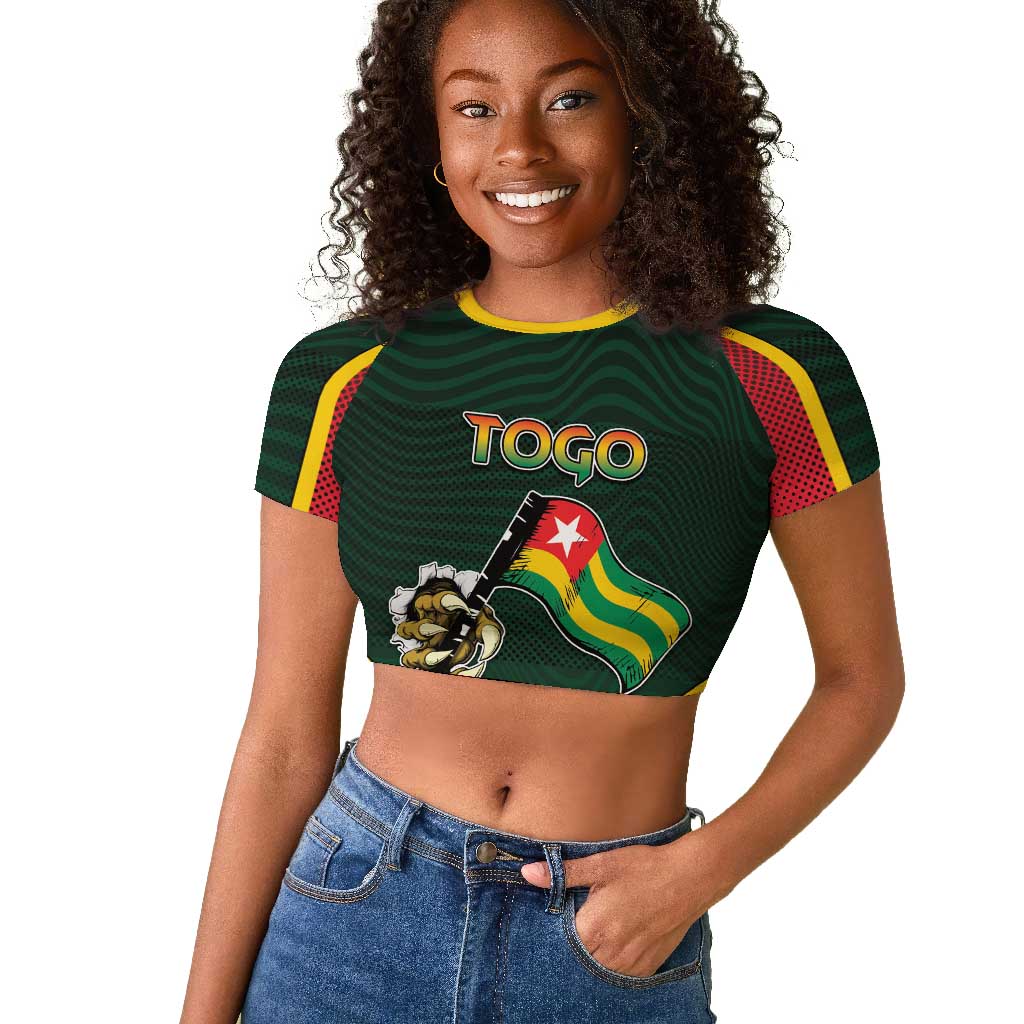 Personalized Togo Raglan Cropped T shirt Lion Claw Flag Sport Style - African Pride