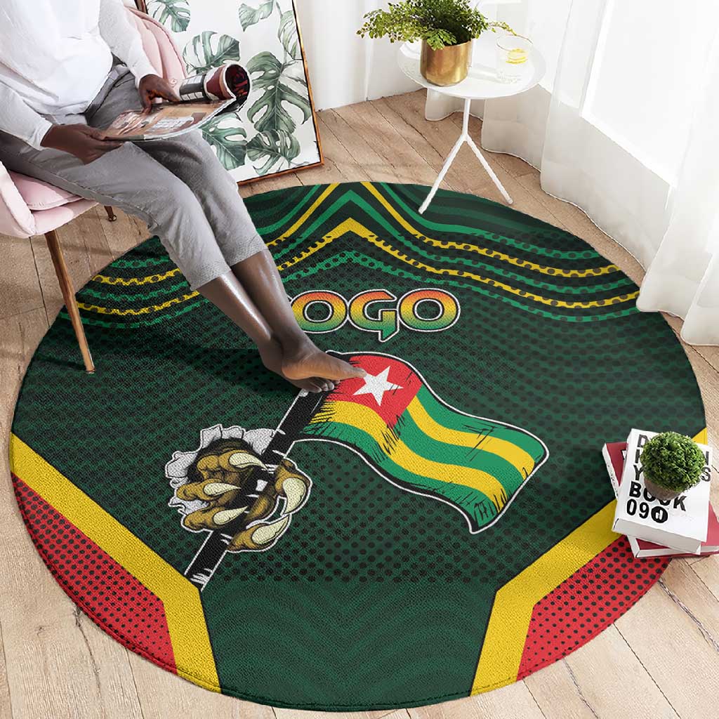 Togo Round Carpet Lion Claw Flag Sport Style - African Pride